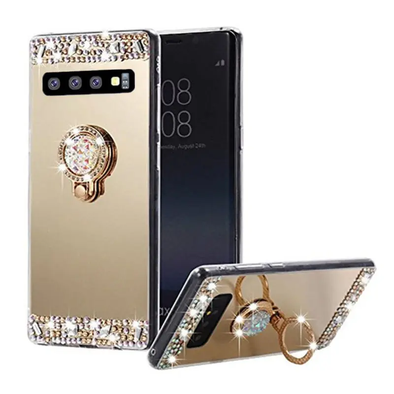 Зеркальный блестящий чехол для Samsung Galaxy S10 S10e J4 J6 Plus A7 A9 2018 A9s Star pro модный кольцевой
