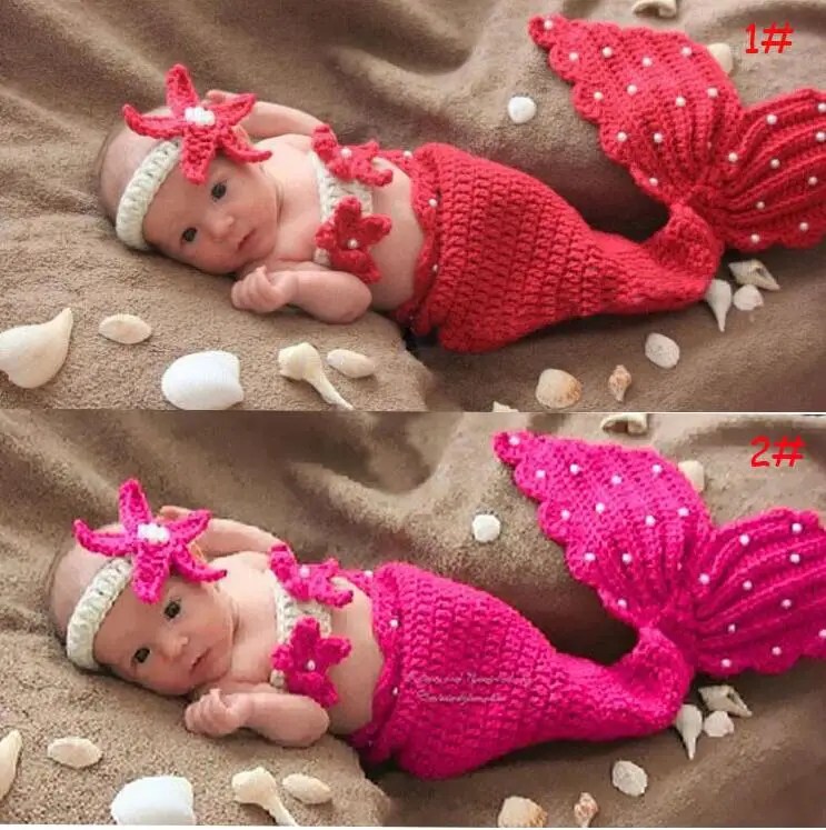 

newborn photography props Beads Mermaid baby Costume Infant baby photo props Knitting fotografia newborn crochet outfits