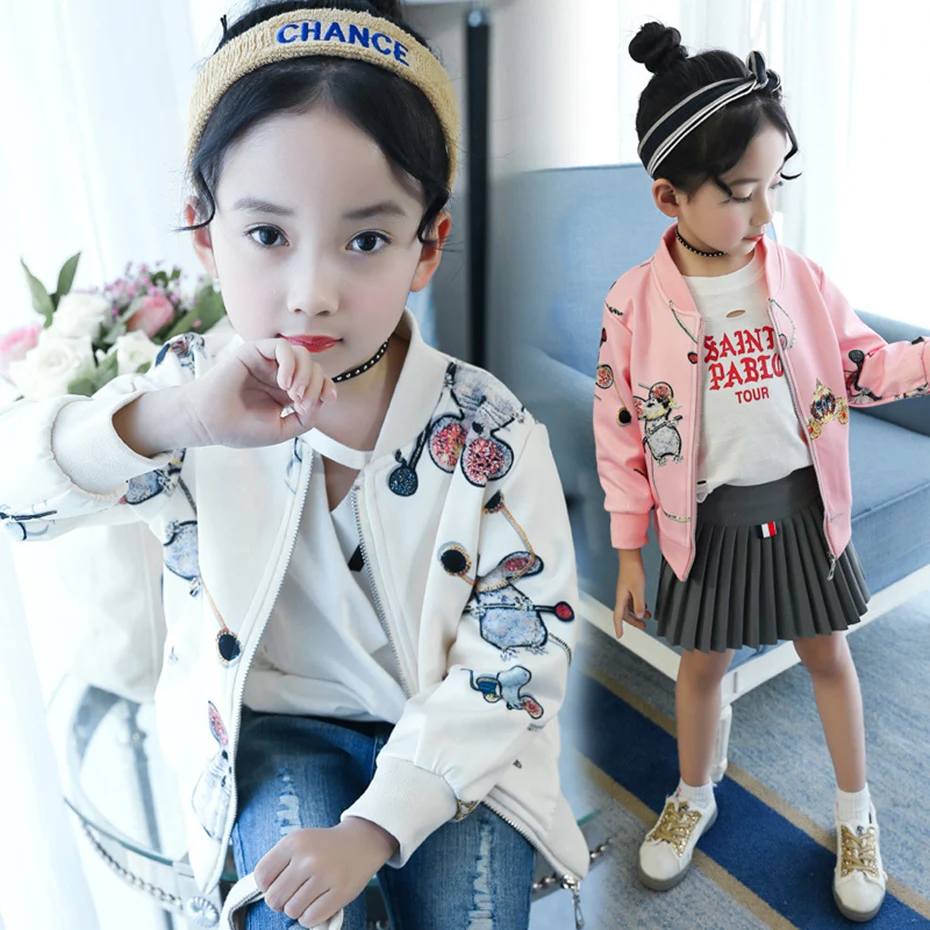 Big Girls Outerwear &amp Coats Spring Cartoon Upper Clothes For Long Sleeve Kids Jackets 6 8 10 12 Year | Детская одежда и обувь