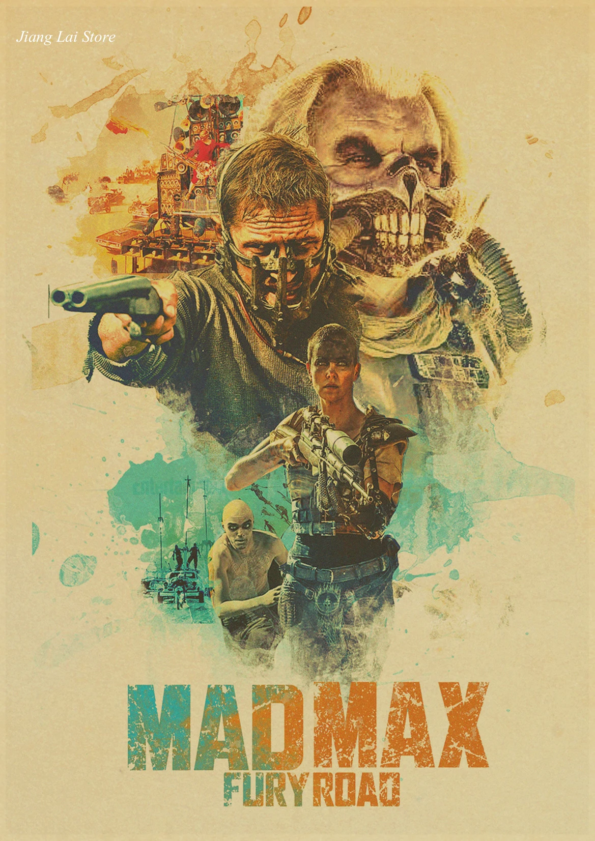 Винтажный постер Mad max Дорога ярости Том Харди Charlize Терон постер фильма плакат ретро Стикеры из крафтовой бумаги Ретро плакат