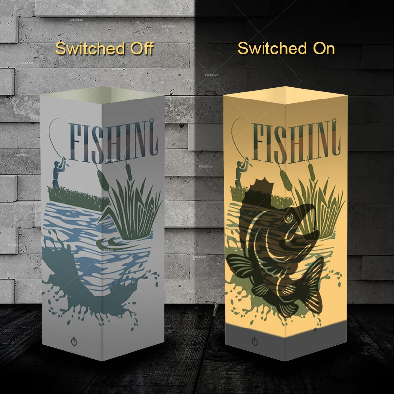 Fishing Addiction 3D Go Night Light LED Table Desk Lamp paper ABS Base USB Charger Home Decoration Toy Brithday Xmas Kid | Освещение