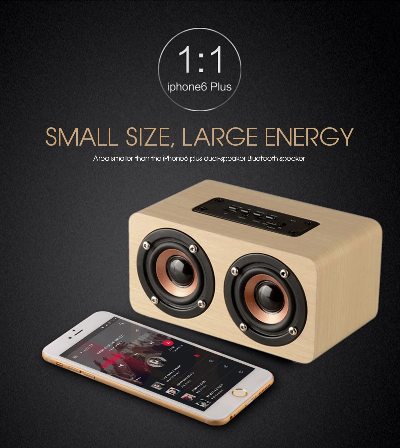 Деревянная Беспроводная bluetooth колонка портативная Hi Fi 3D стереоколонка с двумя
