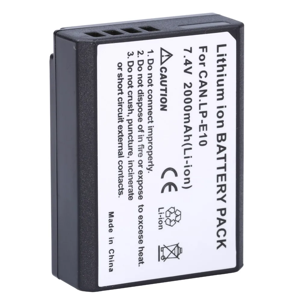2 шт. LP-E10 LPE10 LP E10 батарея для камеры Bateria Batterie AKKU + ЖК-зарядное устройство Canon 1100D 1200D
