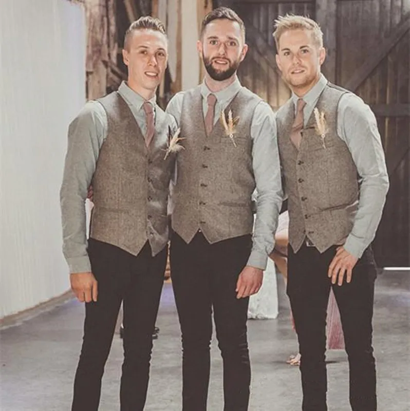 

Vintage British Groom Wedding Vest Custom Made Cheap Groomsmen Vests Men's Suit Vests Slim Fit Men's Vest