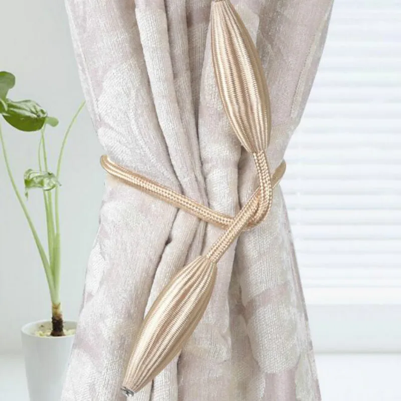 55cm Curtain Tiebacks Wood Beads Plush Holdback Clasp Clips Accessories Holder Buckles Wall Hook | Дом и сад