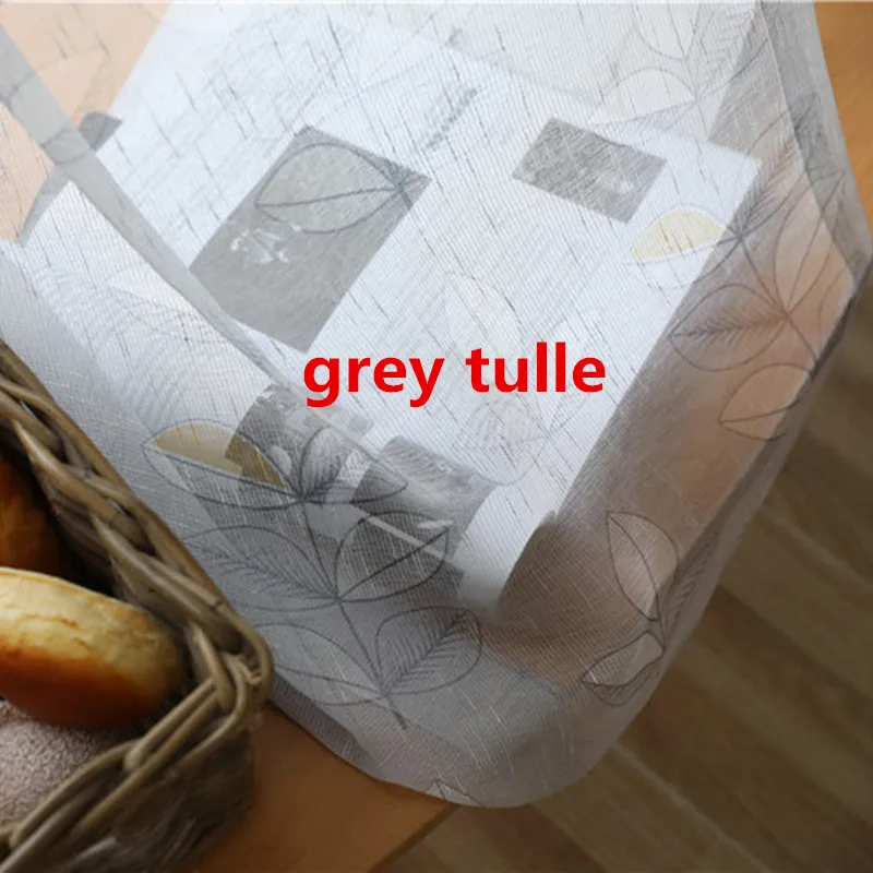 Grey Tulle Скандинавские хлопчатобумажные льняные листья, Затемненные серые оконные шторы, ткань для гостиной, бежевый тюль, занавески для спальни AG0922 - Цвет: Grey Tulle