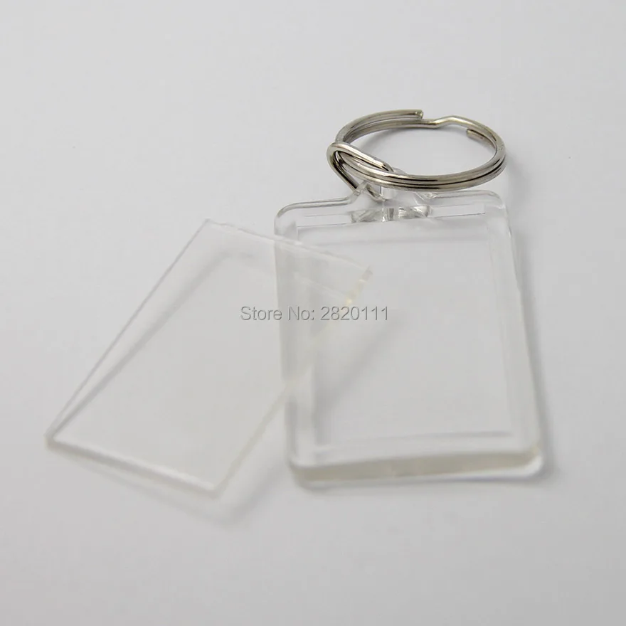Оптовая продажа 100 шт пустые акриловые прямоугольные брелки для фотографий
