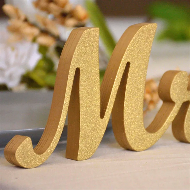 Деревянные Свадебные декоративные буквы алфавит слово Mr& Mrs отдельно стоящая Свадебная вечеринка украшение винтажный стол Декор