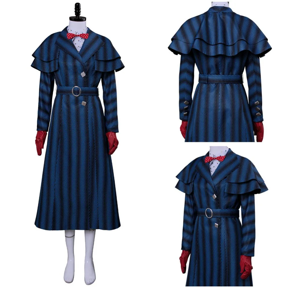 2018 Мэри Косплей Поппинс возвращается Костюм платье пальто способный