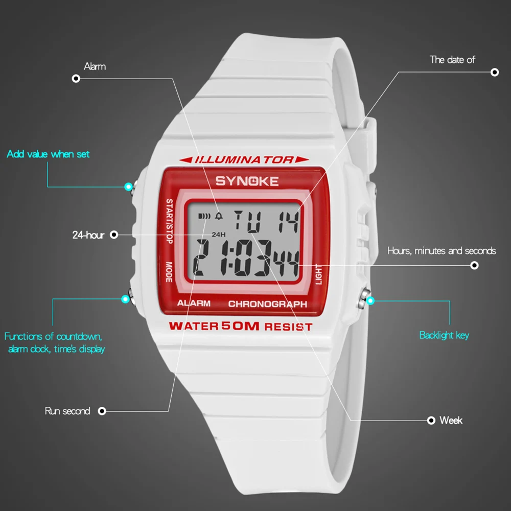 

SYNOKE Men Digital Watches Sport Watch Classic Wristwatch Luxury Waterproof Men's Watch LED Light Stylish Masculino Relogio