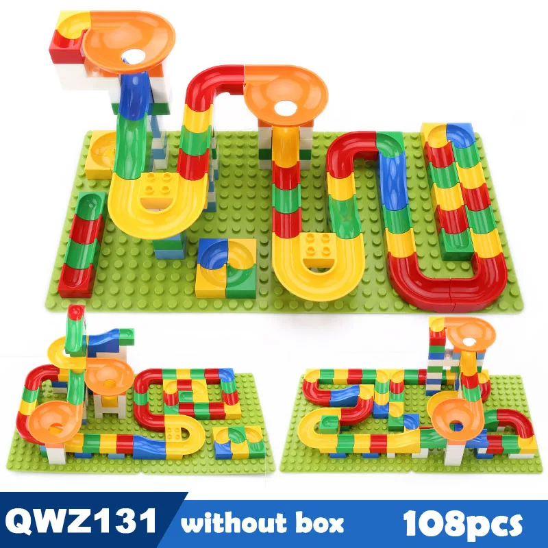 108pcs QWZ 54-248 шт мраморный гоночный лабиринт, Шариковая дорожка строительные блоки пластиковые воронки слайд блоки большого размера блоки детские игрушки подарок - Цвет: 108pcs