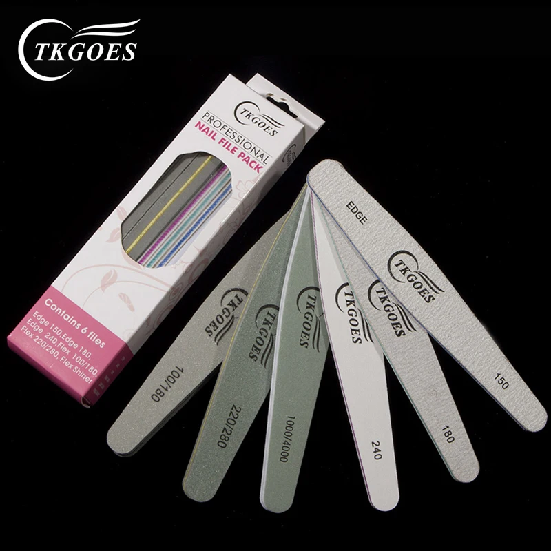 Tkgoes 6 шт./кор. Пилочки для ногтей Образец пакет 220/280 1000/4000 100/180 150 180 240 Грит Полировщик для ногтей, для маникюра, педикюра Инструменты