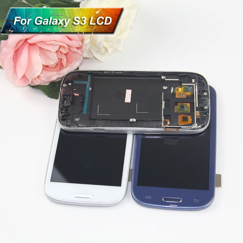 100% протестированный ЖК дисплей для Samsung S3 i9300 сенсорный с рамкой совместимый Galaxy