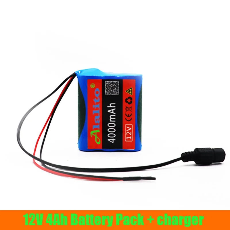 Alalito 12V 4000mAh 18650 литий ионная аккумуляторная батарея для камеры видеонаблюдения 3A