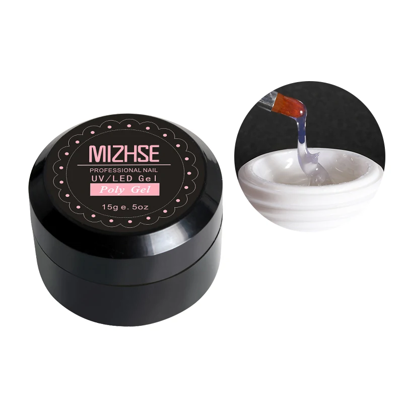 Clear MIZHSE 15 г полигель для наращивания ногтей стекло твердое желе быстрое строительство УФ гель для наращивания ногтей акриловый полигель замочить от полигель - Цвет: Clear