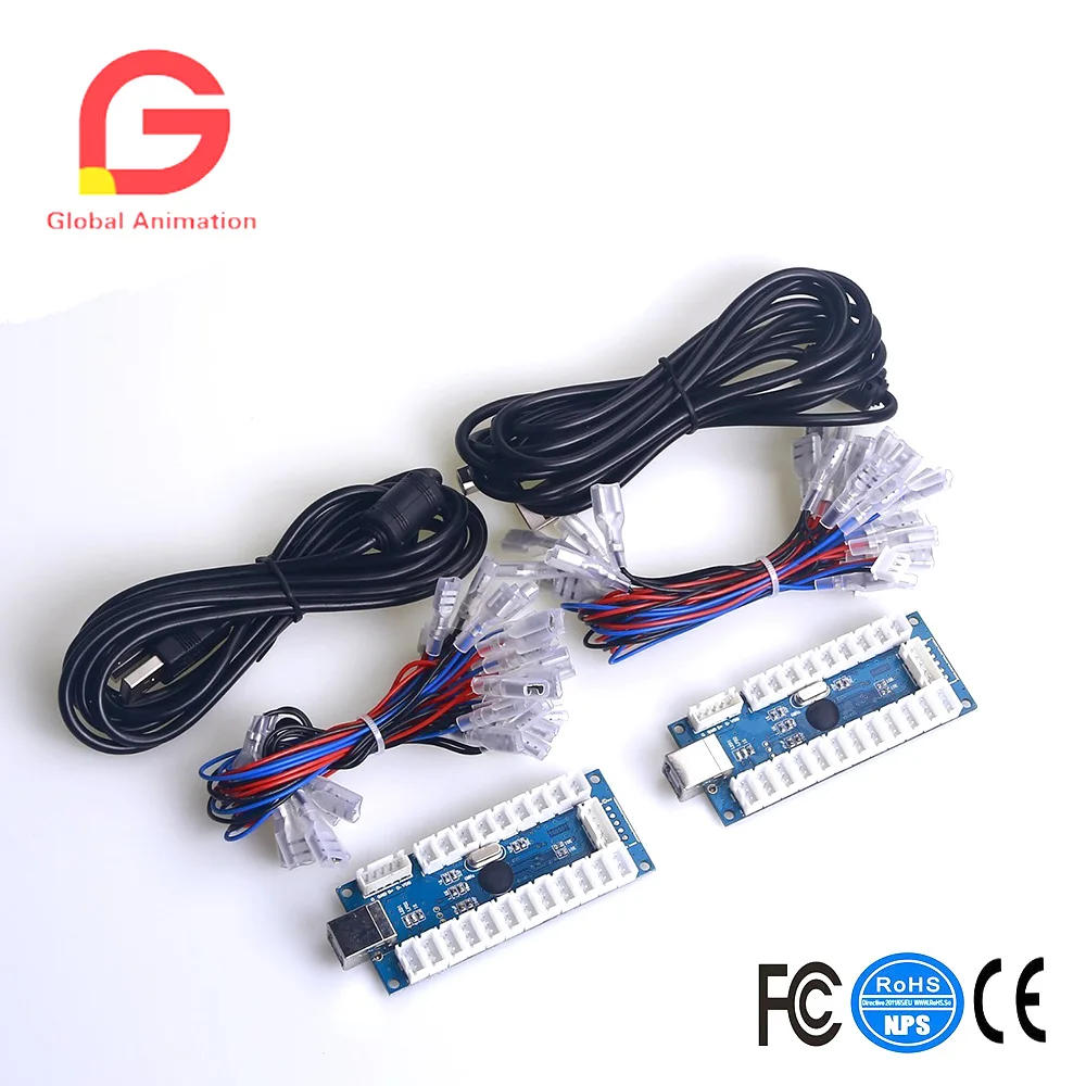 Аркадный светодиодный набор сделай сам для ПК 2 игрока джойстик USB LED с подсветкой