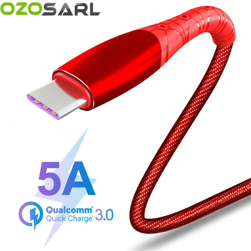 5A супер зарядный usb кабель type C джинсовый Плетеный Supercharge для huawei P20 P30 Lite Pro V20 mate