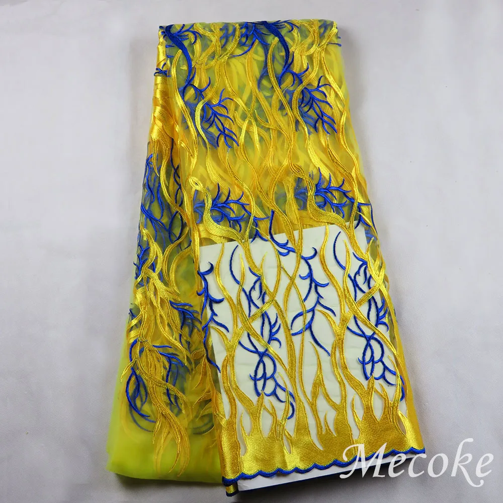 Лидер продаж 2017 Африканский нигерийский гипюр швейцарская вуаль кружево желтый