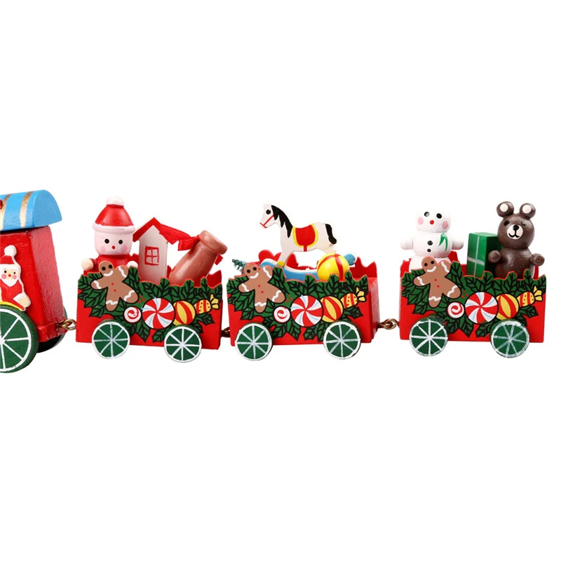 

New year Christmas Train Printed Wooden Christmas Decoration Home Decor with Santa/bear Kid Toys Gift Ornament Drop Ship 20#