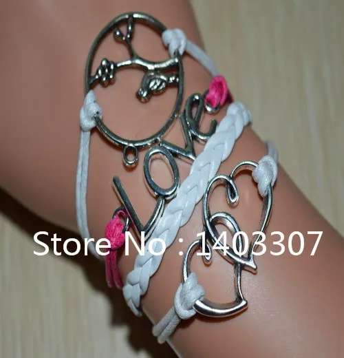 6Pcs Hand Woven White Red Leather Rope Cuff Bangle Double Heart Bird LOVE Charm Bracelet Popular Native Amercia Women Jewelry|bracelet jewelry