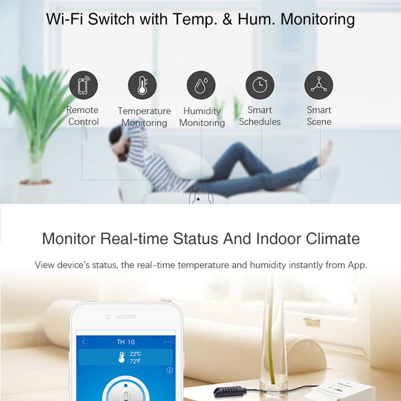 Умный Wi Fi переключатель Sonoff TH16 3500 Вт контроллер температуры и влажности с