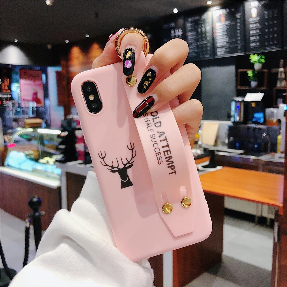 Высокое качество кольцо ремешок чехол для iPhone X XS MAX XR простой Олень 7 8 6 S Plus Мягкий