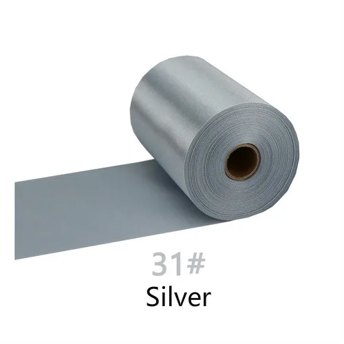 31-Silver 25 метров/рулон 8 см/10 см/15 см в ширину шампанского атласная лента полиэстер лента для свадебного стула/автомобиля/вечерние украшения Ручное шитье DIY - Цвет: 31-Silver