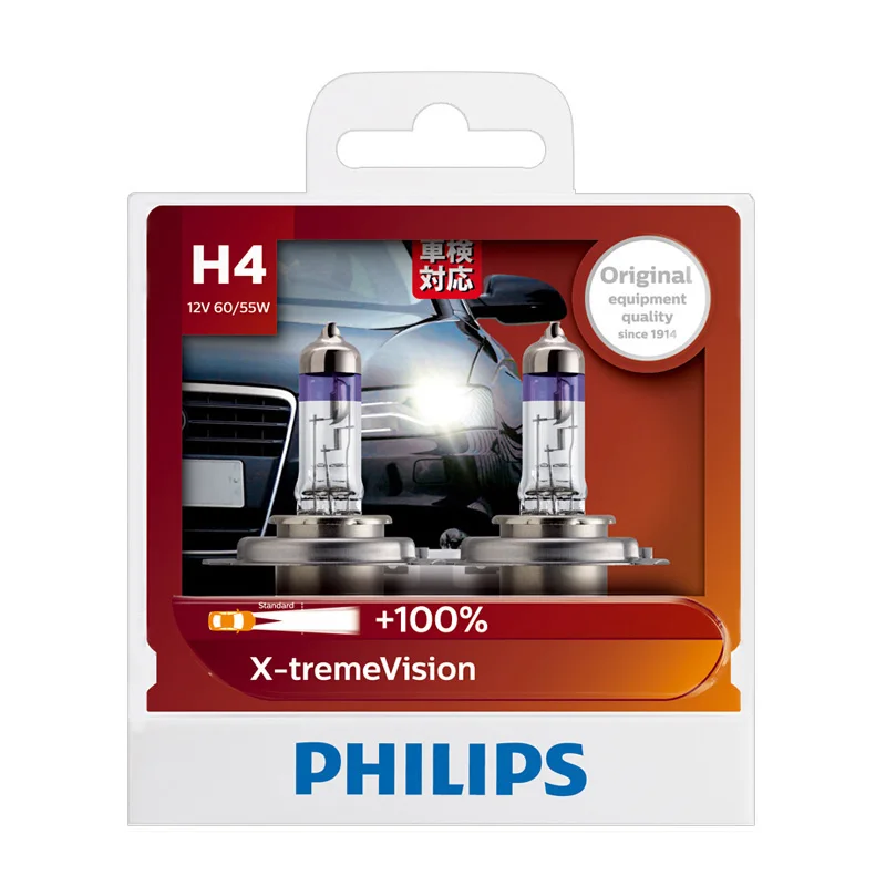 Philips H4 9003 12 в 60/55 Вт P43t X treme Vision автомобильная фара яркие галогенные лампы 92