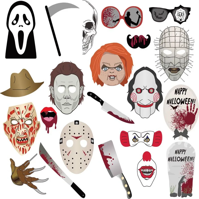 Halloween Photography Props Clown Face Horror Mask Dagger Kitchen Knife Funny Photo Studio Booth Backgrounds | Электроника
