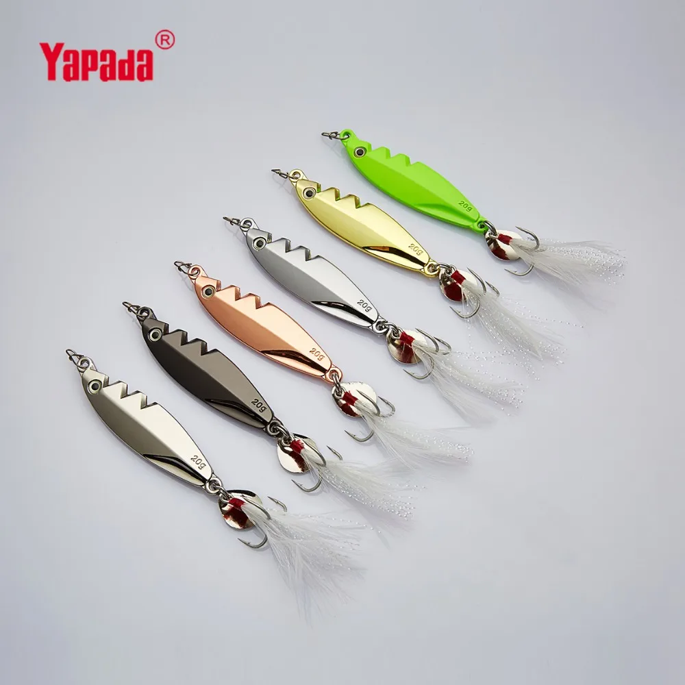 YAPADA приманка для джиггинга 516 10 г/15 г/20 г/25 г тройной крючок + перо пайетки 55 мм/65