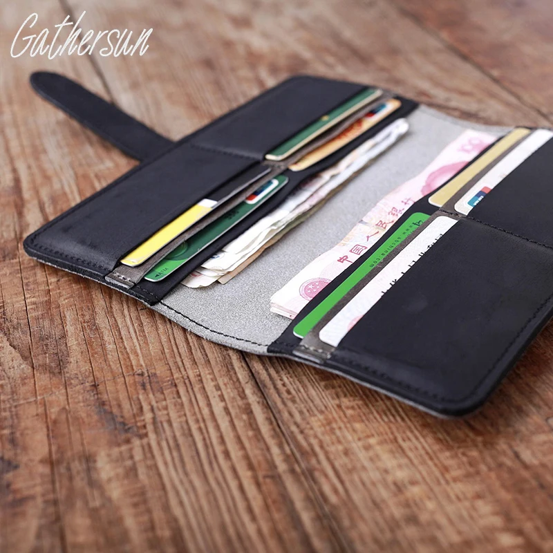 Gathersun Brand Handmade 100% High quality Top Layer Cowhide Leather Wallet Genuine Unisex Vintage Style Long Purse | Багаж и сумки