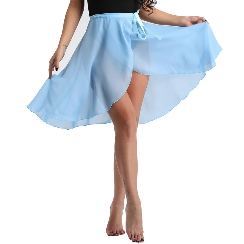 Женская балетная юбка из прозрачного шифона обертывание через шарф с поясом