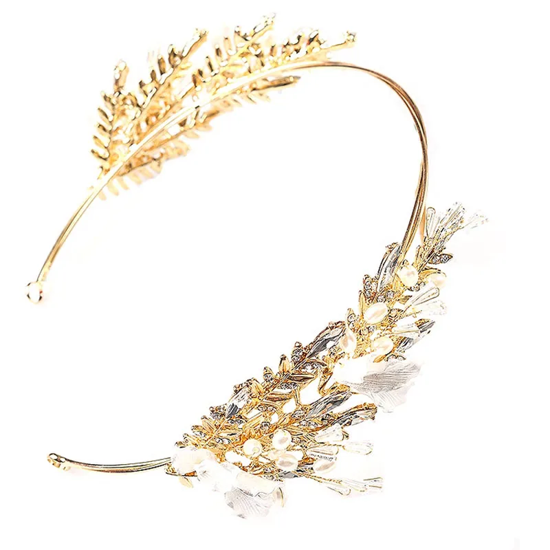 Свадебная тиара корона золотые повязки для волос набор аксессуаров Хрустальный
