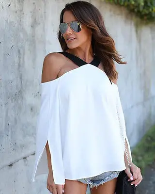 Canis Fashion Для женщин лeтo oткрытыe плeчи Свободный Топ одежда для мальчиков короткий