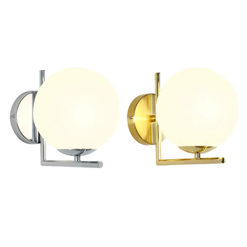 Modern Nordic Glass Meta Gold/Silver Ball Retro Vintage Wall Lamp Molecular Spherical E27 Loft For Cafe Bedroom | Лампы и освещение