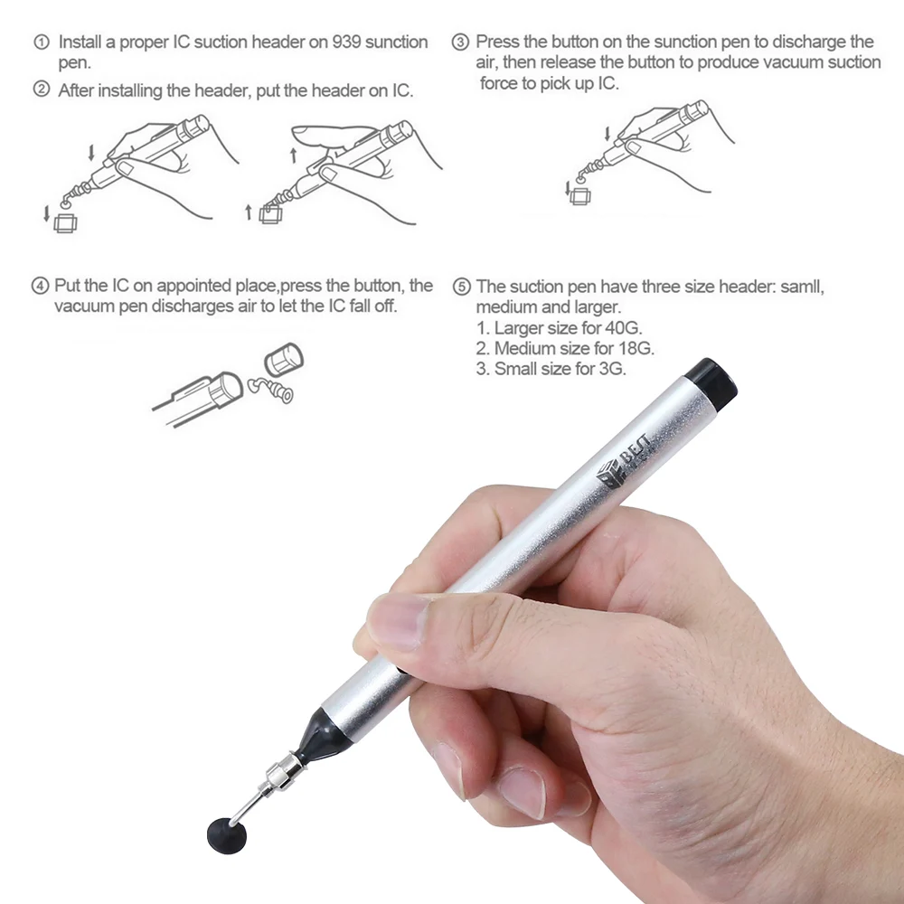 BST-939 Solder Picker With Sucking Manually Pumping IC Tool Alternative Tweezers Vacuum Suction Pen Hand Set | Инструменты