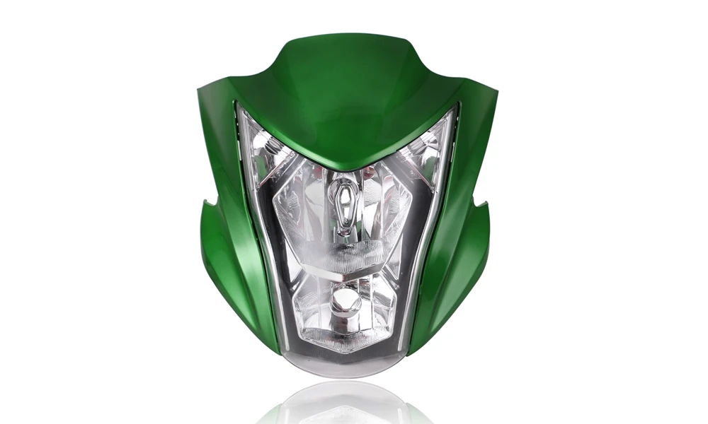with coverGreen Зеленый черный мотоциклетный головной светильник в сборе, налобный светильник, дом, пригодный для Kawasaki ER6N 2012- 13 14 15 - Цвет: with coverGreen