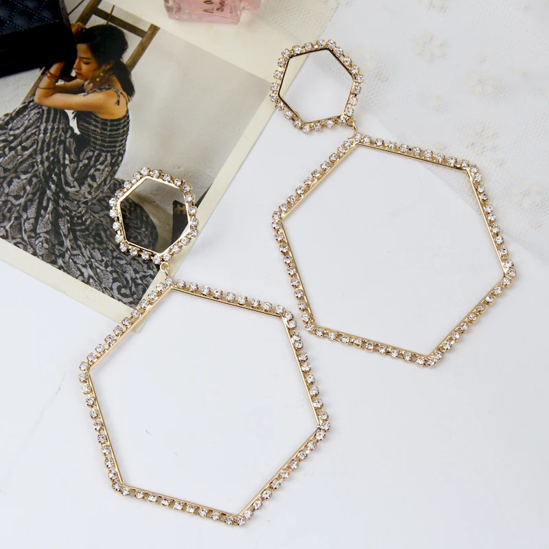 Женские серьги подвески в европейском стиле с полым многоугольным кольцом