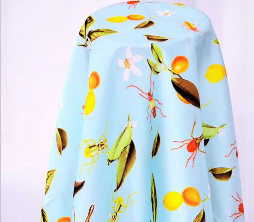 2 метра печати муравья фрукты цветок полиэфирная ткань для одежды шитье модное