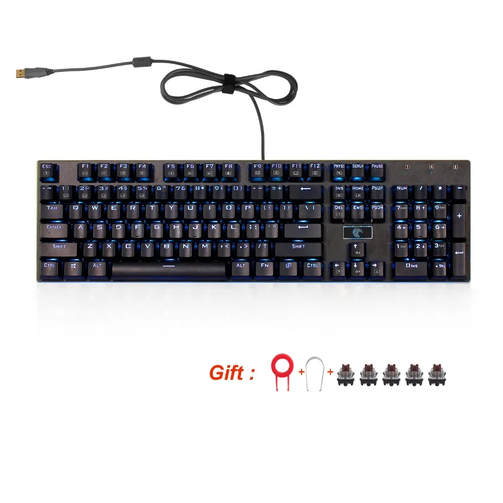 Z-88 Eagle RGB светодиодный подсветка Механическая игровая клавиатура коричневый переключатель алюминиевый эргономичный 104 клавиши полный размер белая/черная клавиатура