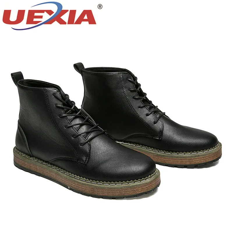 UEXIA/оригинальная Молодежная модная мужская обувь Черные Ботинки martin из