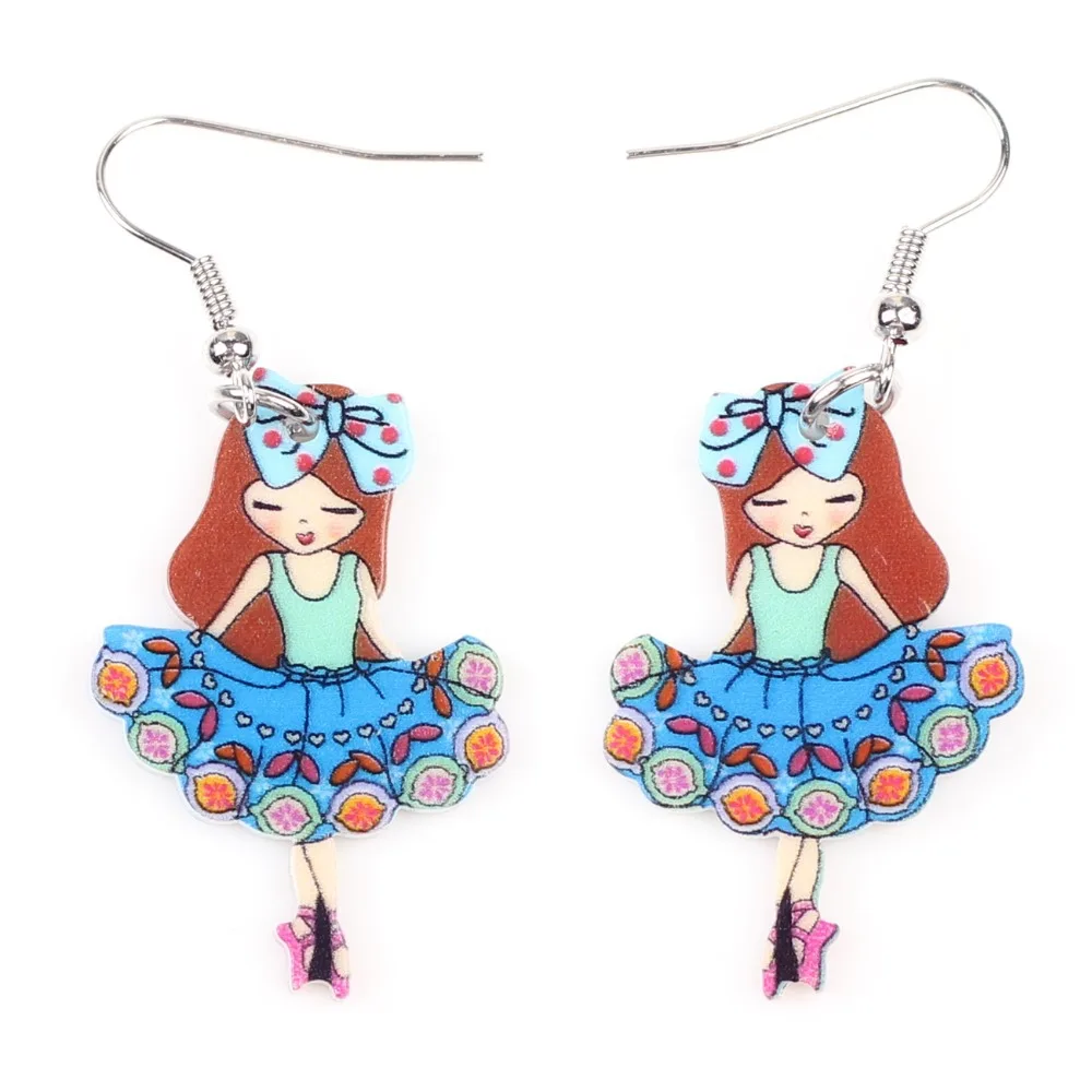 Висячие серьги Bonsny в виде ангелов для девочек сказочные акриловые модные