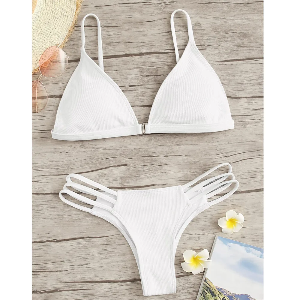 Женский сексуальный Одноцветный Танкини с открытой спиной и пуш ап пляжный купальник бикини лямкой на шее