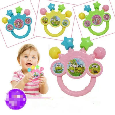 Random Color 1PC 0-12 месяцев Детские погремушки Новорожденный ребенок прорезыватель руки держать встряхивания колокольчики детские игрушки на кроватку кольцо детские погремушки игрушки - Цвет: Random Color 1PC