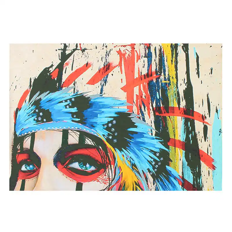 3 шт./компл. картина с изображением индийской женщины из холста перьями