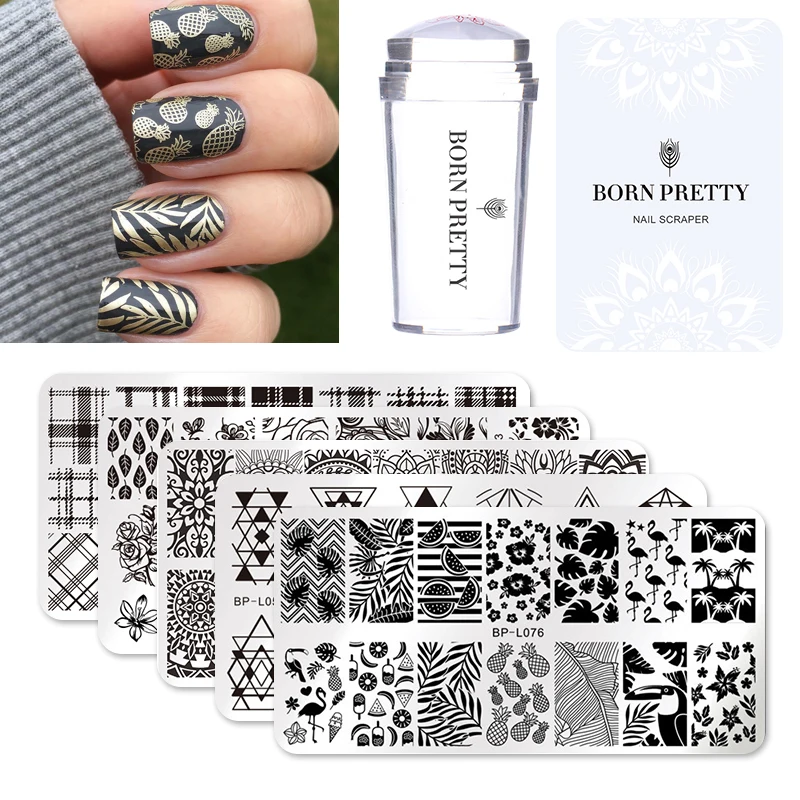 BORN PRETTY ногтей штамповка пресс форма скребок набор 3 шт летняя печать изображений