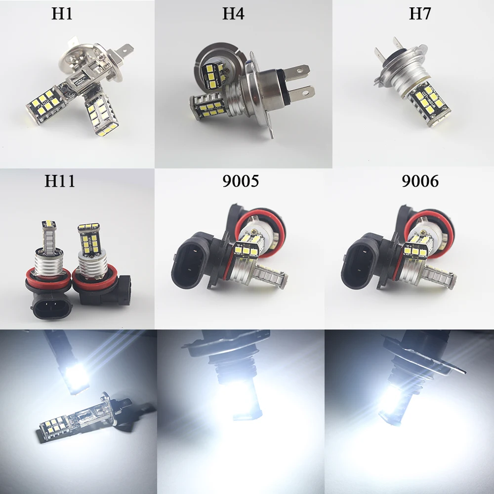 6 шт 12V 24V с can-bus 2835 15 SMD белый 6500K Светодиодные лампы 9005 9006 H1 H3 H4 H7 H11 туман светильник указатель поворота головки светильник