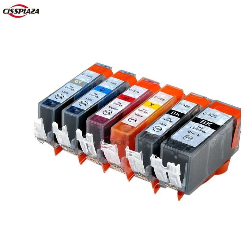CISSPLAZA 6 шт. совместимый чернильный картридж для PGI 525 PGI525BK CLI 526 GY CANON PIXMA MG6150 MG8150 MG6250