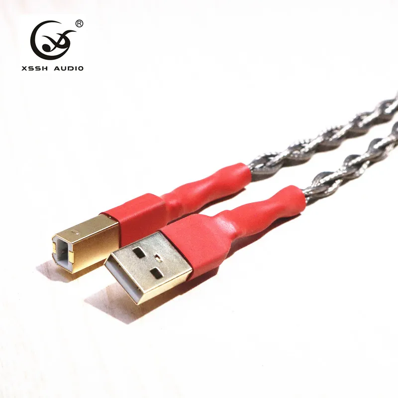 XSSH аудио OFC Чистая медь Серебристый Аудио удлинитель Кабель оплетка Aux USB DAC AV