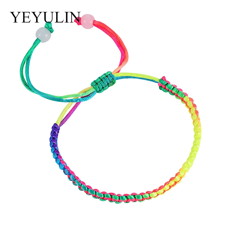Handmade Braided Rope Bracelets Red colorful Thread Lucky Bead Charm Bracelets Mix Color Bracelets For Women Jewelry Gift